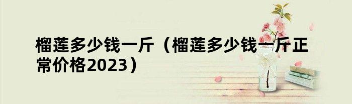 榴莲多少钱一斤（榴莲多少钱一斤正常价格2023）