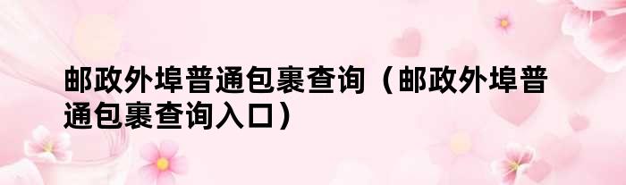 邮政外埠普通包裹查询（邮政外埠普通包裹查询入口）