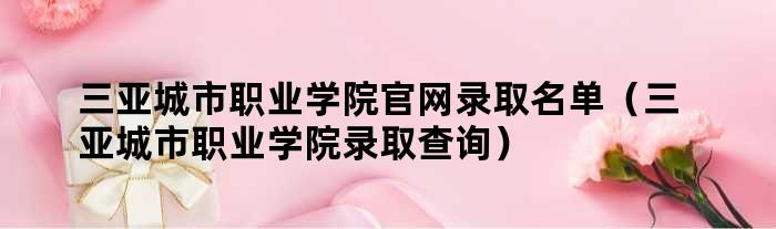 三亚城市职业学院pg电子游戏平台官网录取名单（三亚城市职业学院录取查询）